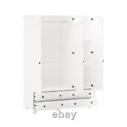 White 3-Door Triple Wardrobe with Drawers Hampton HPT008