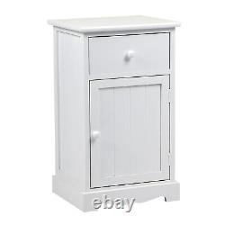White Bedside Tables 2 Pcs Large Space with 1 Door 1 Drawer Bedroom Living Room
