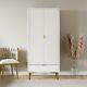 White Gloss Ribbed Double Wardrobe With Drawer Valencia Vlc013