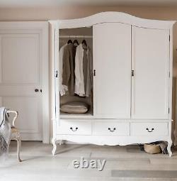 White Triple Wardrobe French 3 Door Large Wardrobe Bedroom Furniture JULIETTE