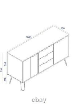 Wooden Retro Large 2 Door 3 Drawer Sideboard Cupboard Cabinet Metal Hairpin Legs