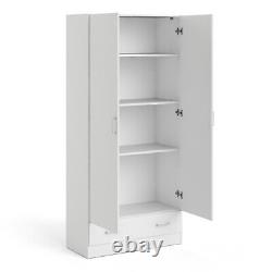 Armoire blanche à deux portes avec tiroir et étagères de rangement Unités de mobilier de chambre