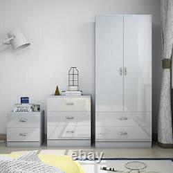 Armoire grise brillante à 2 portes et 2 tiroirs, combinaison d'armoire de chambre à coucher avec cadre gris mat.