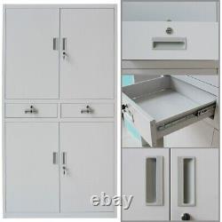 Armoire métallique 4 portes 2 tiroirs verrouillables Casier de bureau de laboratoire Grand armoire de fichiers