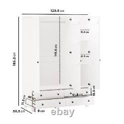 Armoire triple blanche 3 portes avec tiroirs Hampton HPT008