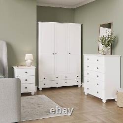 Armoire triple blanche 3 portes avec tiroirs Hampton HPT008