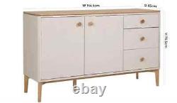 Bahut grand en chêne et taupe en cachemire Marlow scandinave avec 2 portes et 3 tiroirs de 81 cm