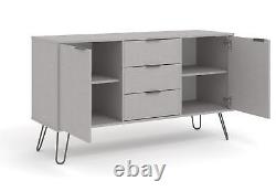 Bahut gris avec 2 portes, 3 tiroirs - Meuble de rangement pour le salon