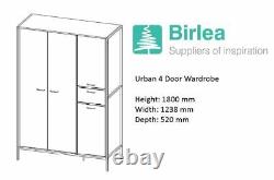 Birlea Urban Industrial Chic 4 Porte Grande Garde-robe Avec Tiroir Wood Metal