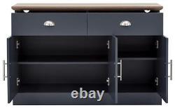Buffet Kendal à 3 portes et 2 tiroirs en ardoise bleu moderne