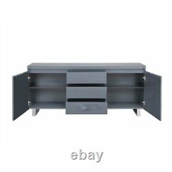 Buffet Sydney grand laqué brillant avec 2 portes 3 tiroirs en gris