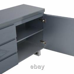 Buffet Sydney grand laqué brillant avec 2 portes 3 tiroirs en gris