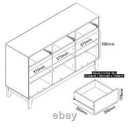 Buffet de rangement GFW Camborne Royal Walnut avec grandes portes et 3 tiroirs