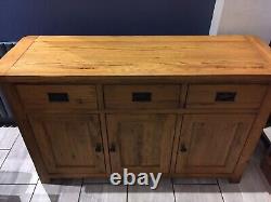 Chêne Massif Large Buffet Rustique Chunky 3 Tiroirs 3 Armoires Dovetailed Heavy