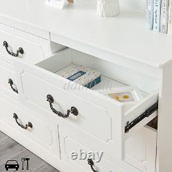 Commode blanche grande armoire de rangement haute large meuble de chambre commode