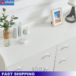 Commode moderne blanche pour chambre à coucher avec 6 grands tiroirs de rangement