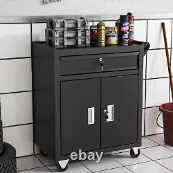 Établi de garage en métal avec armoire de rangement pour outils, à fixer au mur ou à poser, avec armoire verrouillable