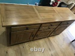 Grand Rustique Solide Vintage Chêne Haberdasher Chest Drawers Buffet Cabinet
