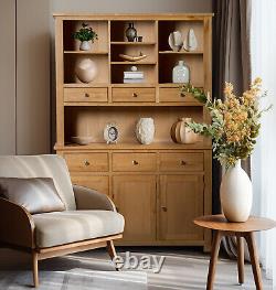 Grande commode, buffet avec dessus, vitrine, armoire en chêne massif large