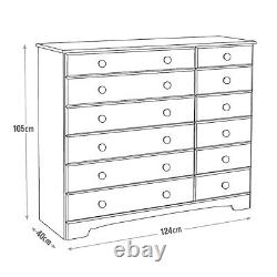 Grande commode de chambre à coucher avec 12 tiroirs, 6+6, armoires de rangement en bois blanc