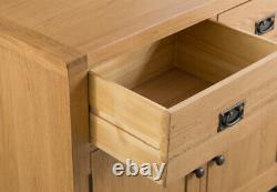 Kingsford Solid Oak Large 4 Portes 3 Tiroir Sideboard / Wide Cabinet Storage