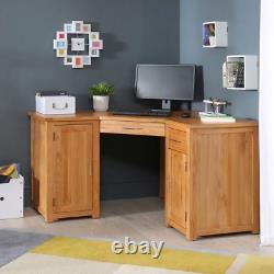 London Solid Oak Corner Home Office Desk Large 2 Portes Armoires Uk47