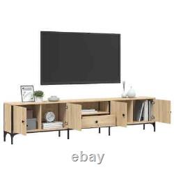 Meuble TV industriel en bois large et large avec 4 portes et 1 tiroir