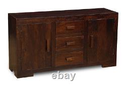 Meuble de salon - Grande commode à 3 tiroirs en bois de manguier foncé (h24d)