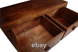 Meubles de chambre à coucher en bois de manguier massif sombre Dakota avec grands tiroirs (10n)