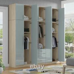 Moderne Large 6 Porte Boîte Supérieure Dans High Gloss Grey, Encastrement Armoire Miroir