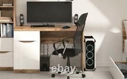 Moderne White Gloss Oak Effect Large Desk Accueil Bureau Étude 1 Porte 1 Tiroir Nuis