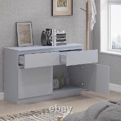 Narvik Moderne 120cm Grand Buffet à 2 Portes 2 Tiroirs Gris Mat classé