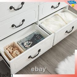 Nouvelle commode blanche avec 6 grands tiroirs poignées noires Mobilier de chambre