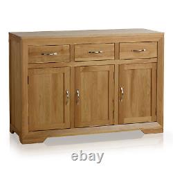 Oak Furnitureland Buffet Latéral en Chêne Massif Naturel Bevel de Grande Taille Prix de Vente au Détail Recommandé de £449.99