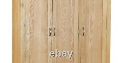 Oak Large Wardrobe / 3 Portes Triple Avec Tiroirs / Rangement Moderne Chambre Solide