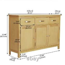 Solid Oak Grand Buffet Armoire Light 3 Portes Solid Wooden Storage Armoires