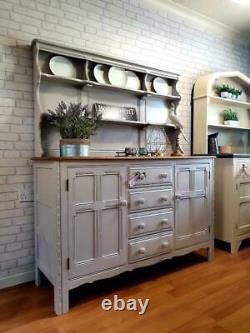 Superbe Grand Ercol Welsh Dresser Buffet Armoire Armoire Shabby Chic Gris