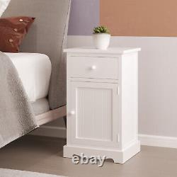 Tables de chevet blanches avec grand coffre de rangement / 1 porte 1 tiroir pour chambre ou salon.