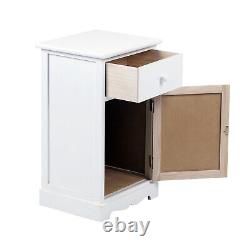Tables de chevet blanches avec grand coffre de rangement / 1 porte 1 tiroir pour chambre ou salon.