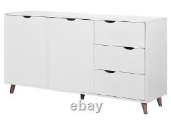 Unité de buffet latéral blanc avec 3 tiroirs et 2 portes de style scandinave